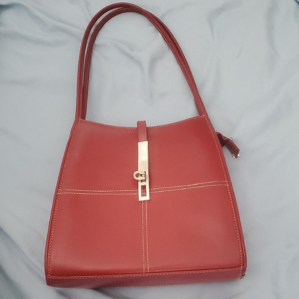 Elegant Red Leather Handbag